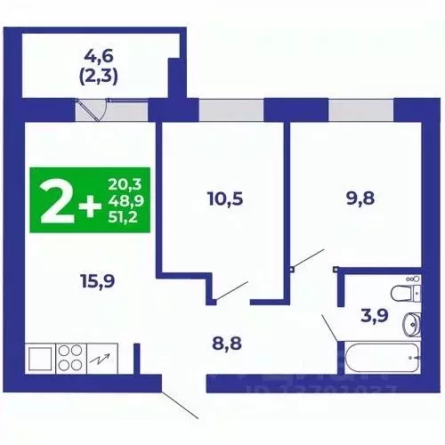 1-к кв. Башкортостан, Стерлитамакский район, Отрадовский сельсовет, с. ... - Фото 1