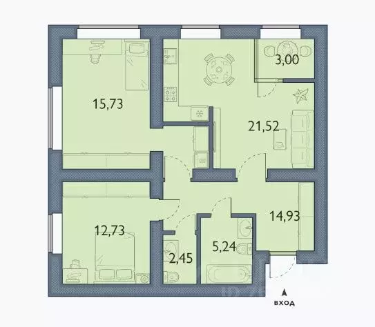 2-к кв. Брянская область, Брянский район, пос. Мичуринский, ... - Фото 1
