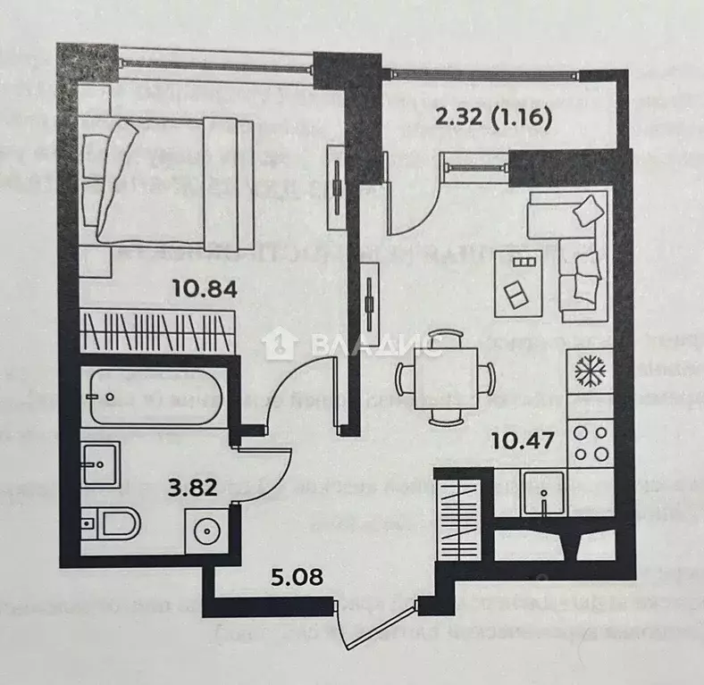 1-к кв. Московская область, Красногорск городской округ, Отрадное пгт ... - Фото 2