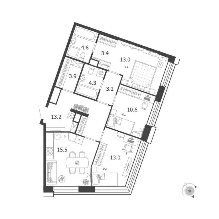 3-к кв. Москва Летниковская ул., 6к2 (84.9 м) - Фото 1