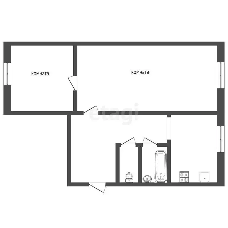 2-комнатная квартира: Ирбит, улица Свердлова, 18 (45 м) - Фото 1