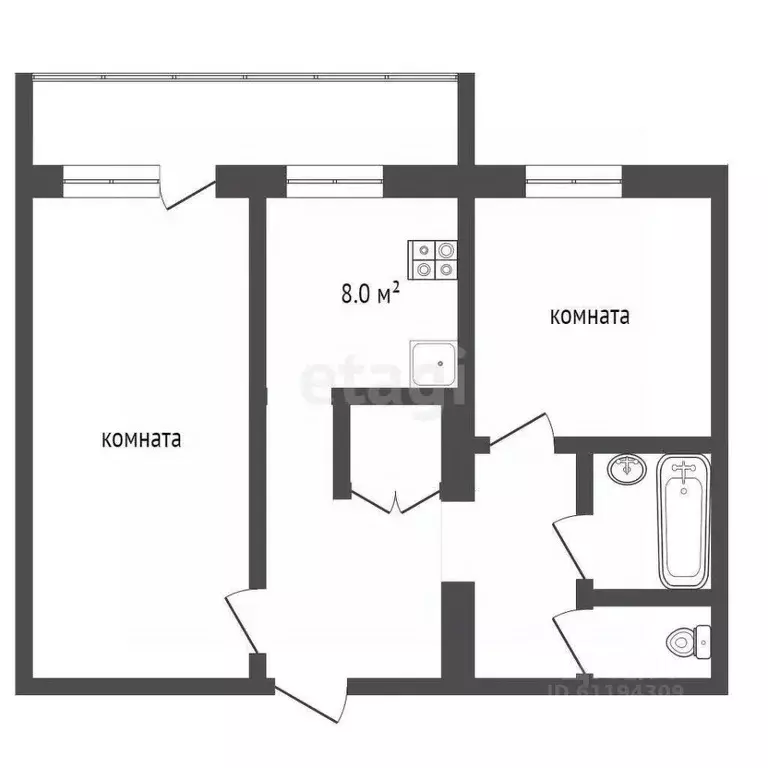 2-к кв. Мордовия, Саранск Большевистская ул., 25 (48.8 м) - Фото 0