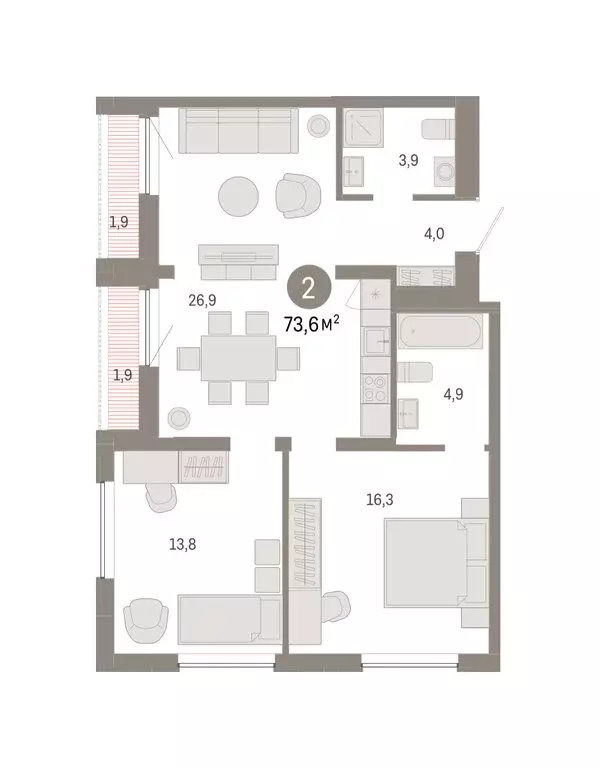 2-комнатная квартира: Екатеринбург, жилой район Юго-Западный, жилой ... - Фото 2