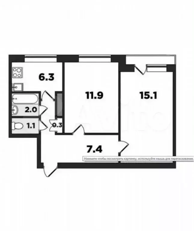 2-к. квартира, 44 м, 3/9 эт. - Фото 0