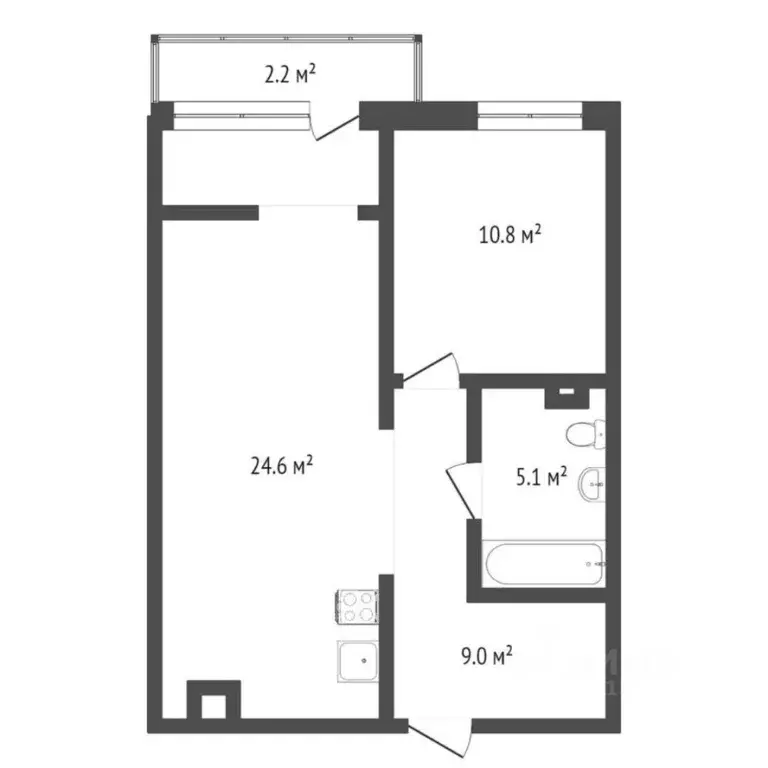 1-к кв. Тюменская область, Тюмень Велижанская ул., 66к2 (49.6 м) - Фото 2