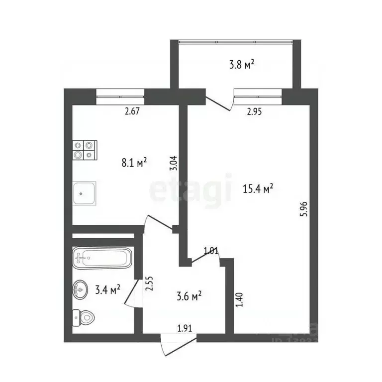 1-к кв. Тюменская область, Тюмень ул. Пермякова, 83к1 (31.0 м) - Фото 2