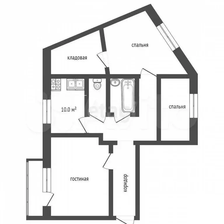 4-к. квартира, 79 м, 5/5 эт. - Фото 1