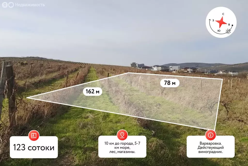 Участок в Краснодарский край, Анапа (123 м) - Фото 1