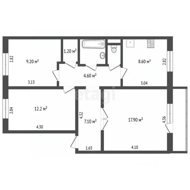 3-к кв. Кемеровская область, Прокопьевск просп. Строителей, 27 (64.0 ... - Фото 2