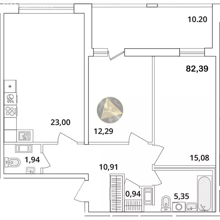 2-комнатная квартира: Санкт-Петербург, Кубинская улица, 82к3с1 (82.39 ... - Фото 1