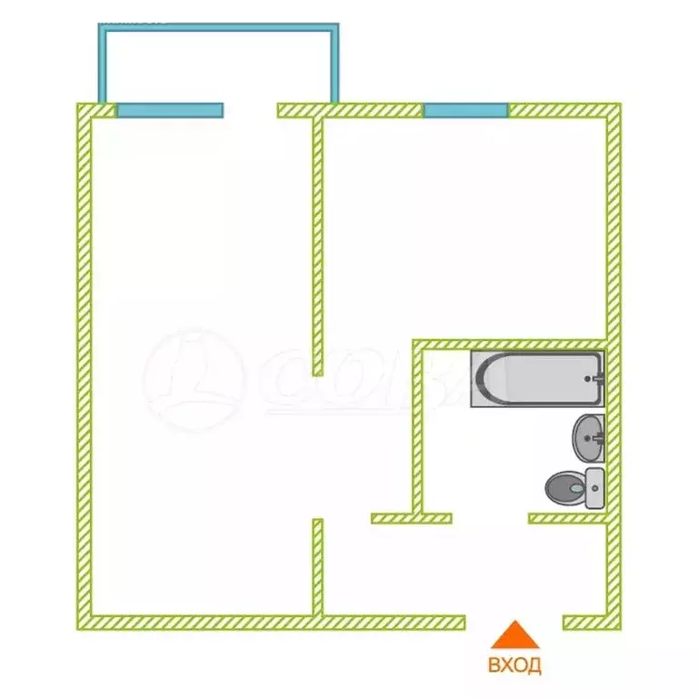 1-комнатная квартира: Курган, улица Гоголя, 36 (31.9 м) - Фото 2