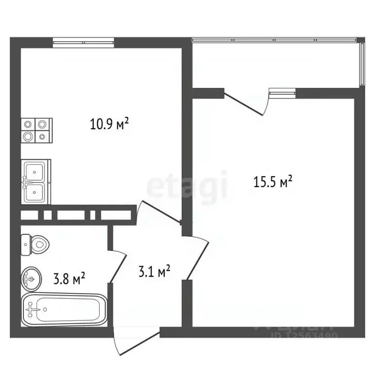 1-к кв. Воронежская область, Новоусманский район, пос. Отрадное ул. ... - Фото 2