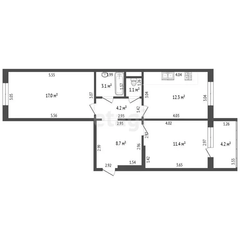 2-комнатная квартира: Стерлитамак, Крымская улица, 20 (57.8 м) - Фото 1
