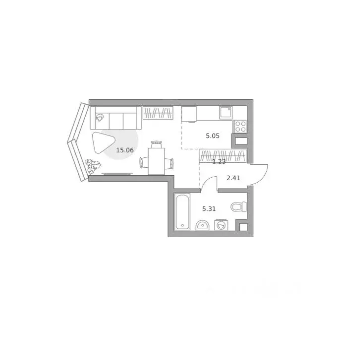 Студия Москва ул. Народного Ополчения (29.06 м) - Фото 1
