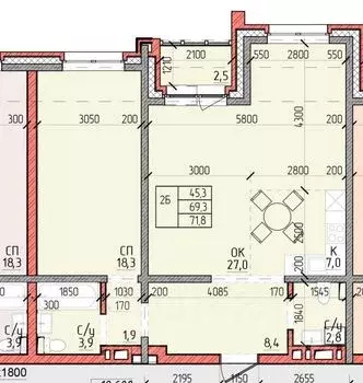 2-к кв. Иркутская область, Иркутск ул. Пушкина, 25 (71.8 м) - Фото 1