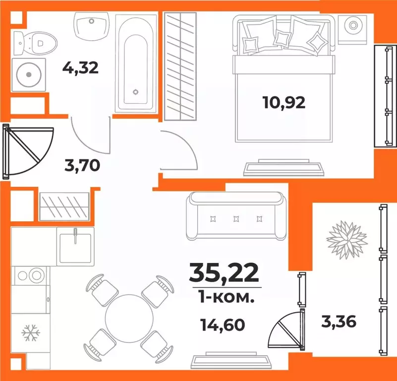 1-к кв. Хабаровский край, Хабаровск Брянский пер. (35.22 м) - Фото 1