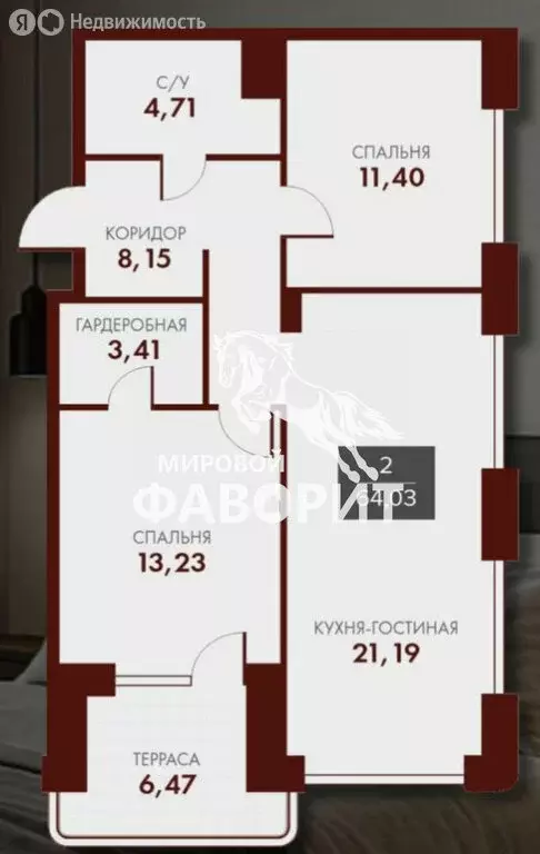 2-комнатная квартира: Оренбург, ЖК Гагарин Парк (64.03 м) - Фото 1