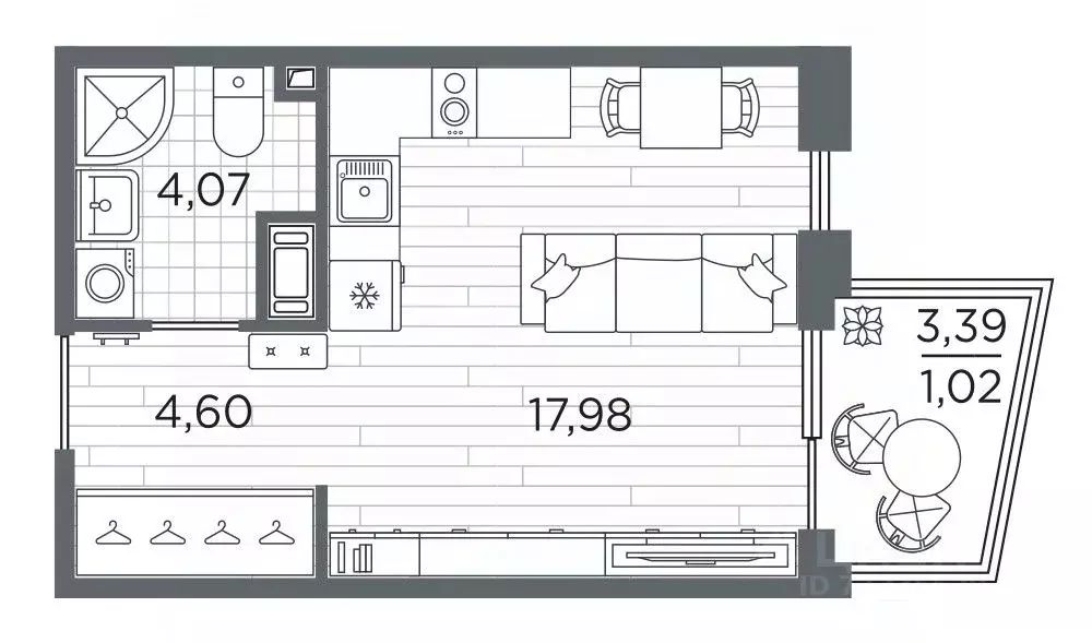 Студия Санкт-Петербург Полюстровский просп., 87 (27.67 м) - Фото 1