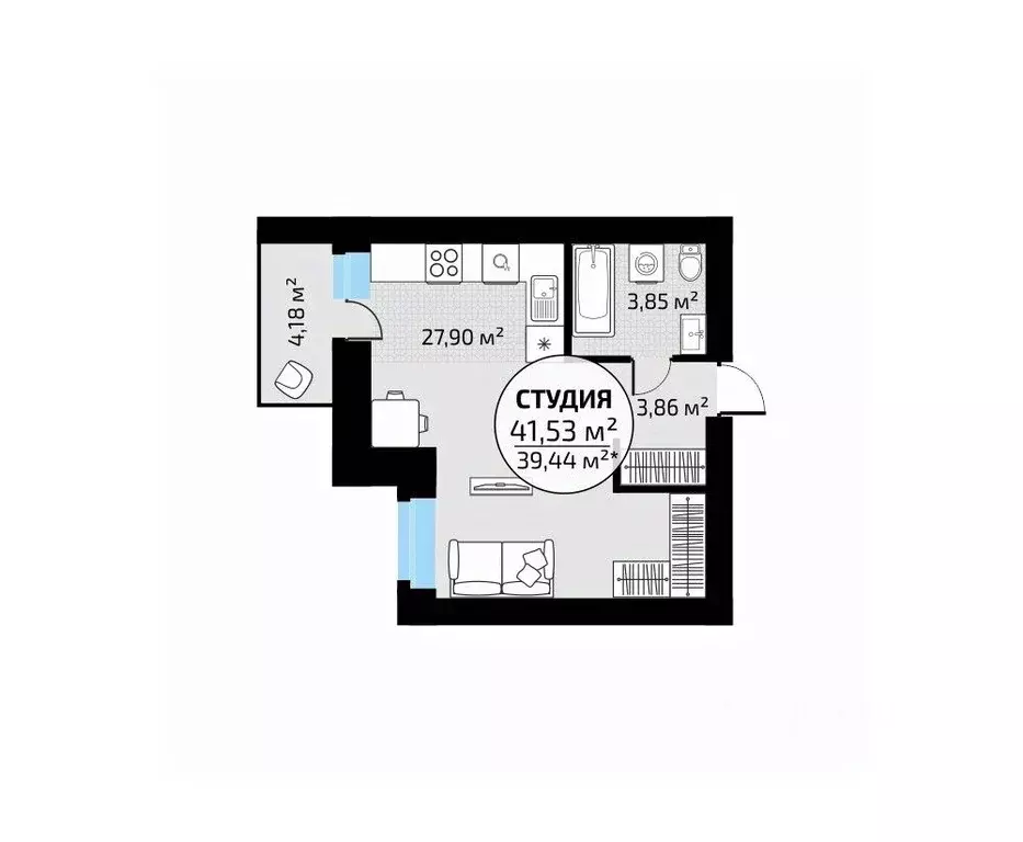 Студия Самарская область, Самара пос. Мехзавод, Новая Самара мкр,  ... - Фото 1