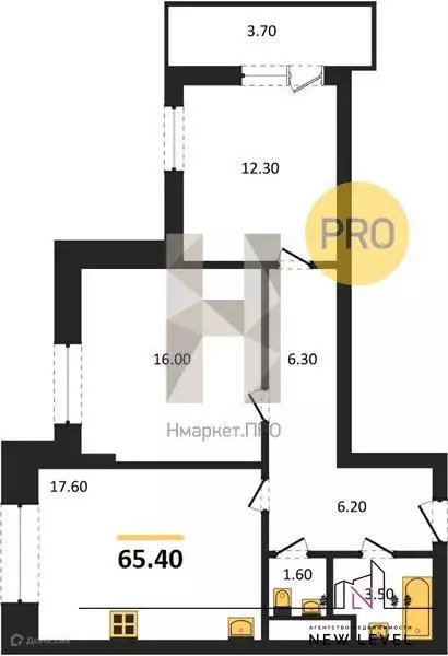 Продаётся 2-к квартира, 65.4 м - Фото 1