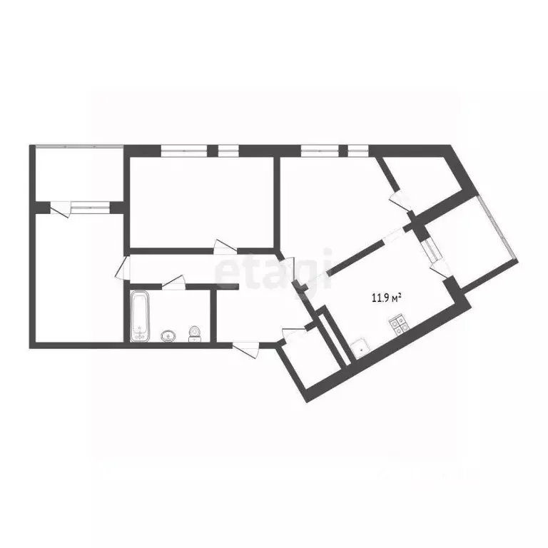 3-к кв. Тюменская область, Тюмень ул. Пожарных и Спасателей, 5к1 (72.7 ... - Фото 1