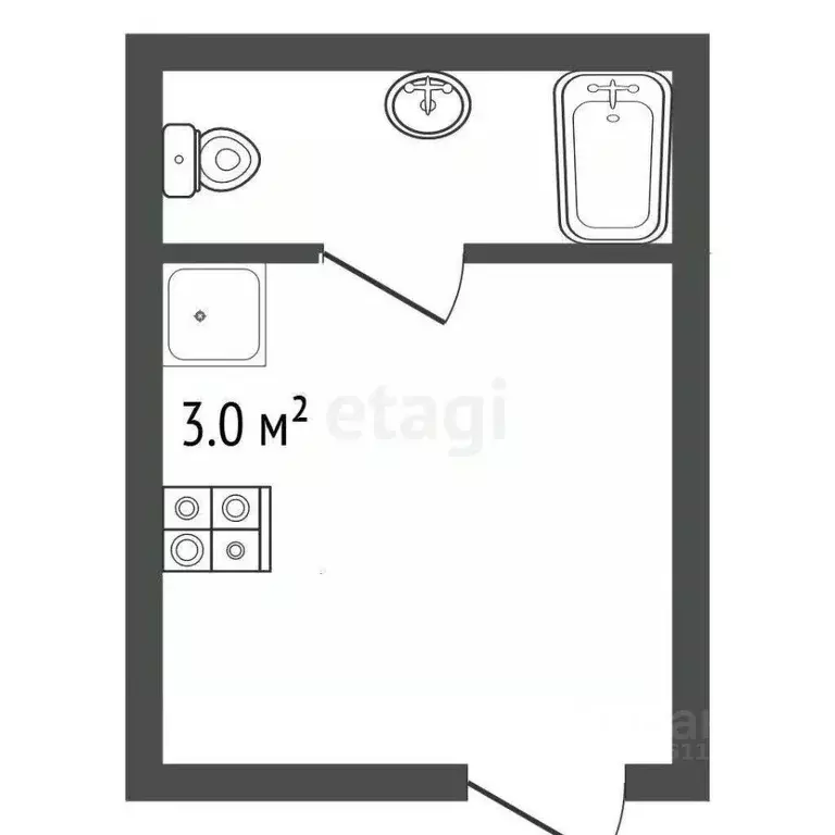 Студия Краснодарский край, Анапа ул. Верхняя Дорога, 151к3 (11.6 м) - Фото 2