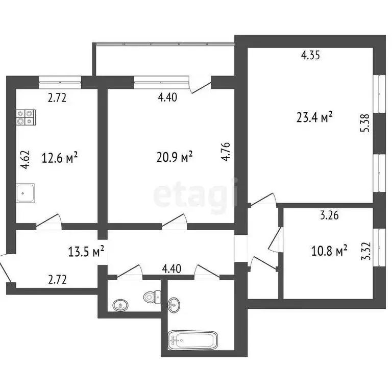 3-комнатная квартира: Вологда, улица Маяковского, 26 (93.5 м) - Фото 0