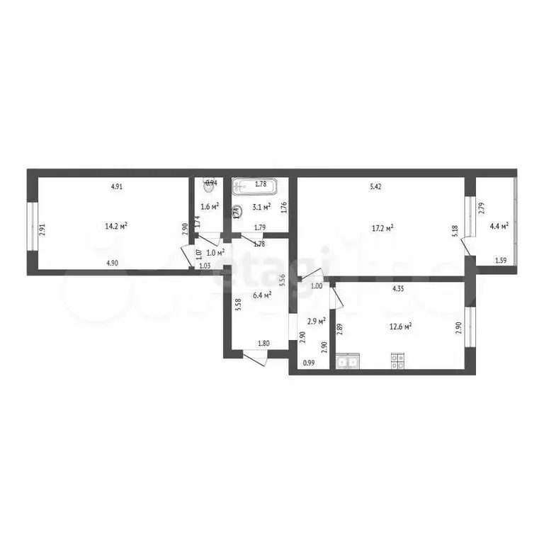 2-к. квартира, 59 м, 7/9 эт. - Фото 1