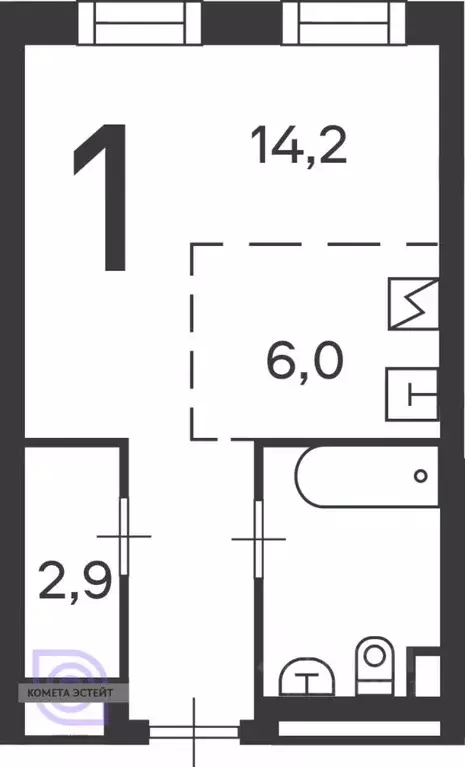Студия Москва Клинская ул., 2Ак7 (33.3 м) - Фото 1