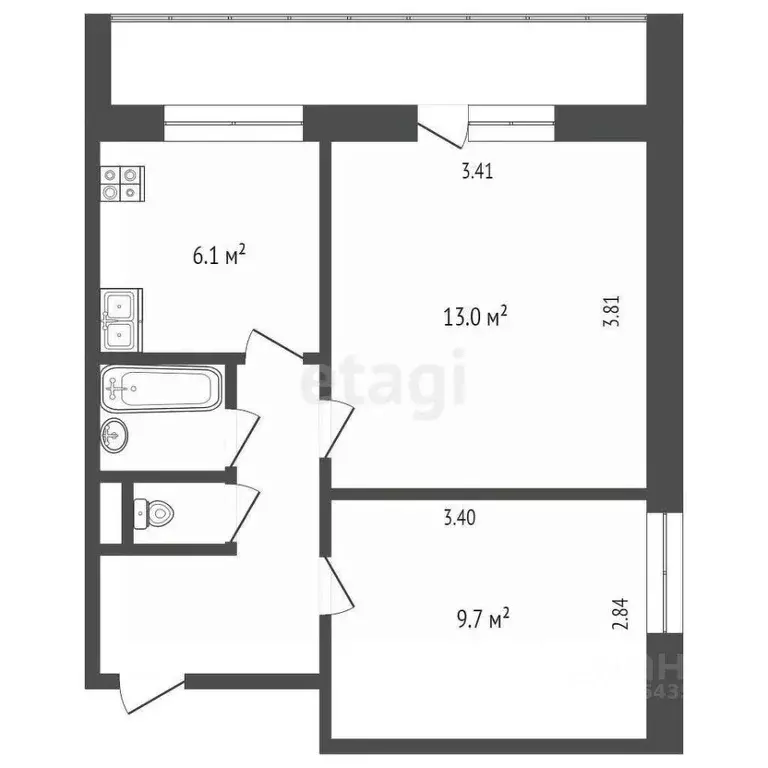 2-к кв. Москва Дмитровское ш., 45К2 (43.0 м) - Фото 1