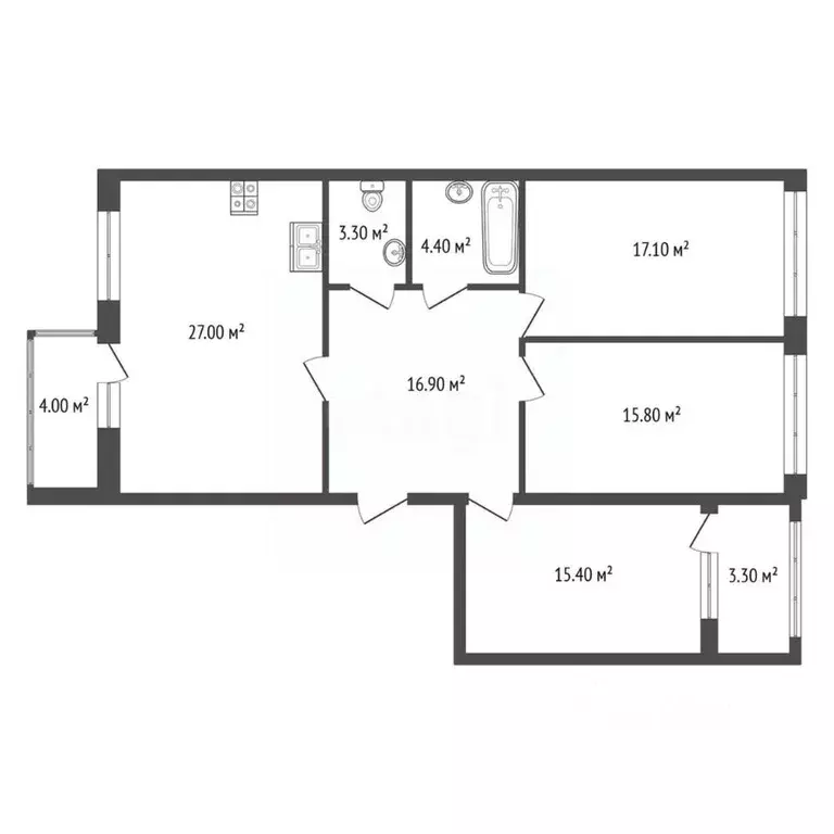 3-к кв. Санкт-Петербург Манчестерская ул., 5к1 (99.9 м) - Фото 1