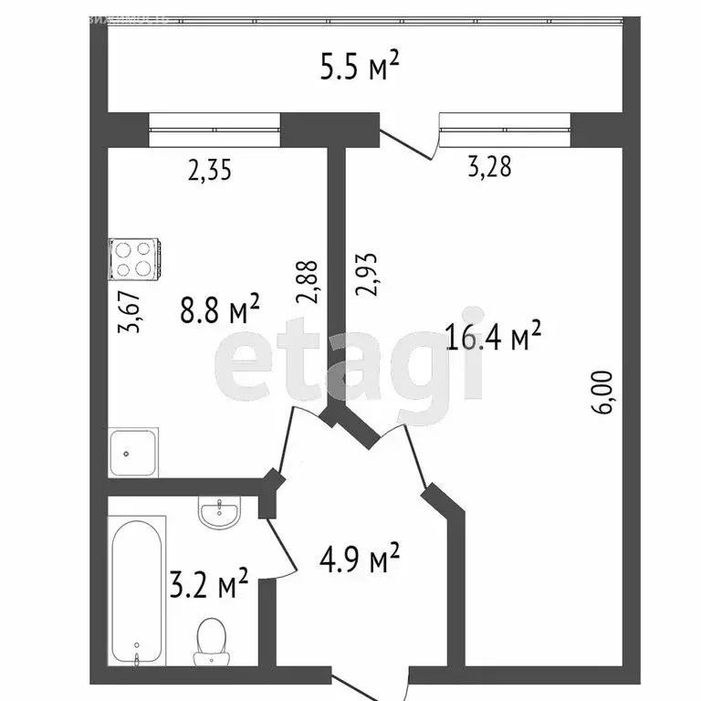 1-комнатная квартира: Тюмень, улица Василия Гольцова, 8 (35.1 м) - Фото 0