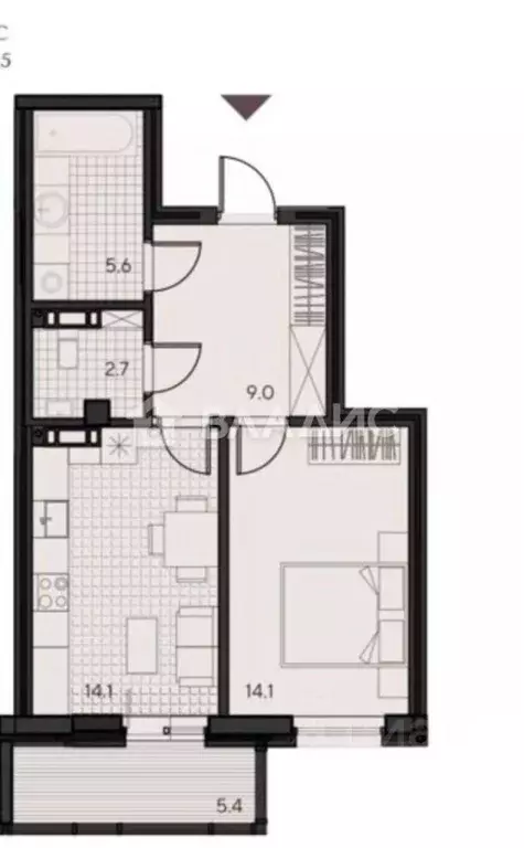 1-к кв. Пензенская область, Пенза ул. Урицкого, 48 (48.2 м) - Фото 1