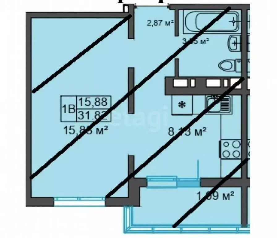1-комнатная квартира: Казань, улица Натана Рахлина, 15к1 (30.8 м) - Фото 1