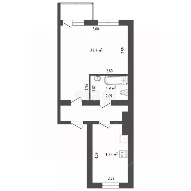 1-к кв. Севастополь ул. Багрия, 75/12 (45.0 м) - Фото 2