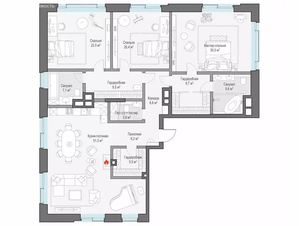 3-комнатная квартира: Москва, улица Ильинка, 3/8с4 (188.7 м) - Фото 1