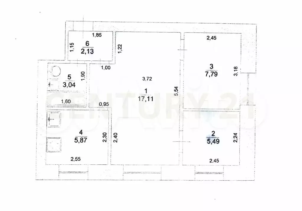 3-к. квартира, 41,4 м, 2/5 эт. - Фото 0