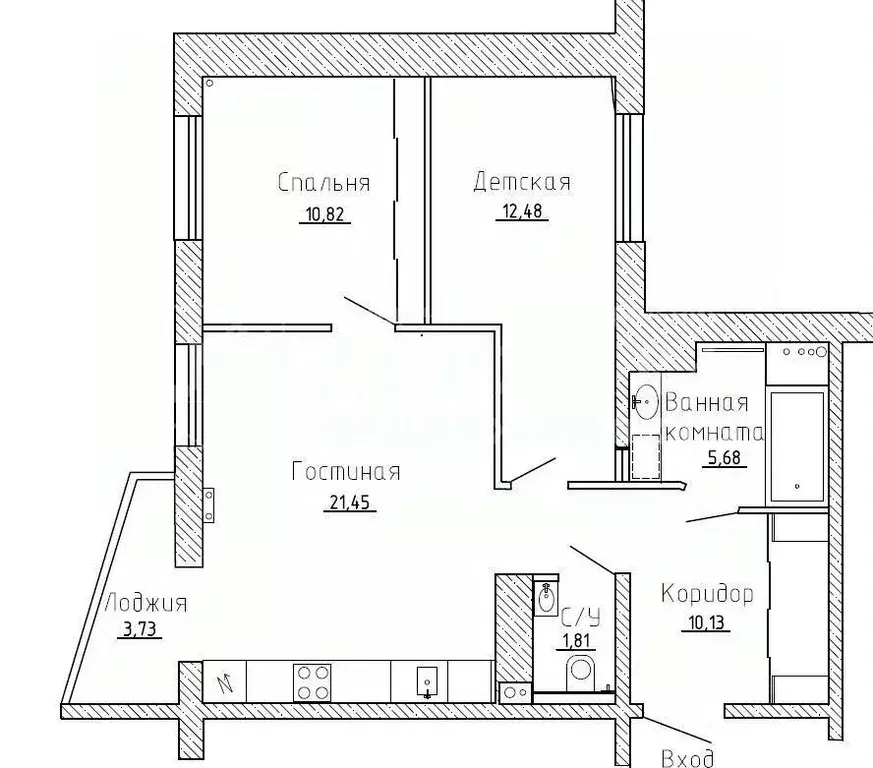 3-к кв. Кемеровская область, Кемерово просп. Притомский, 9 (62.2 м) - Фото 2