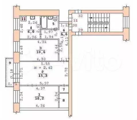 2-к. квартира, 54 м, 3/5 эт. - Фото 0