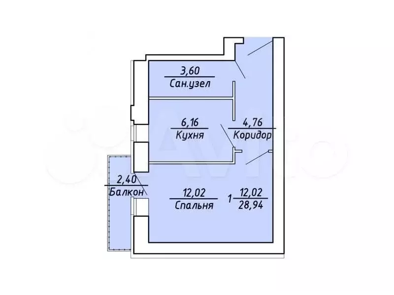 1-к. квартира, 28,9 м, 8/10 эт. - Фото 0