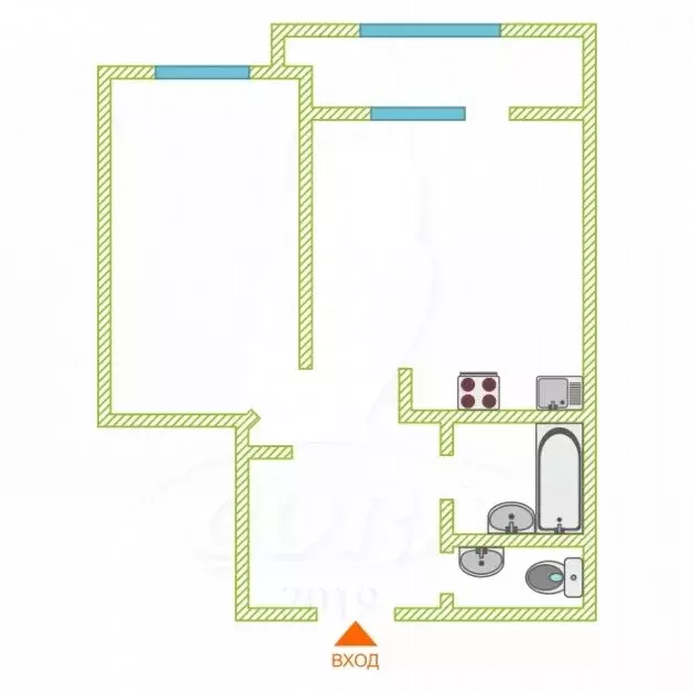 1-комнатная квартира: Тюмень, улица Мельникайте, 2к12 (44 м) - Фото 1