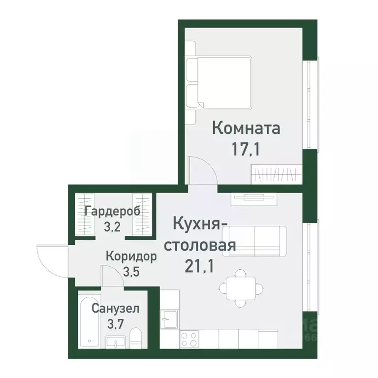 1-к кв. Челябинская область, Челябинский городской округ, пос. ... - Фото 0