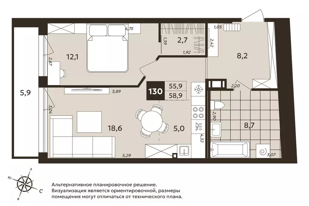 1-комнатная квартира: Санкт-Петербург, Бронницкая улица, 11 (55.9 м) - Фото 1