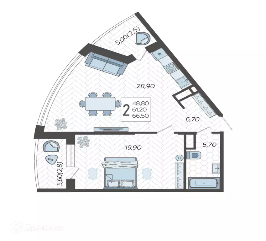 Продаётся 2-к квартира, 66.8 м - Фото 0