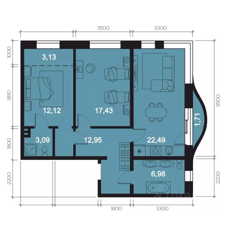 3-к кв. Иркутская область, Иркутск наб. Верхняя, 127 (79.9 м) - Фото 1