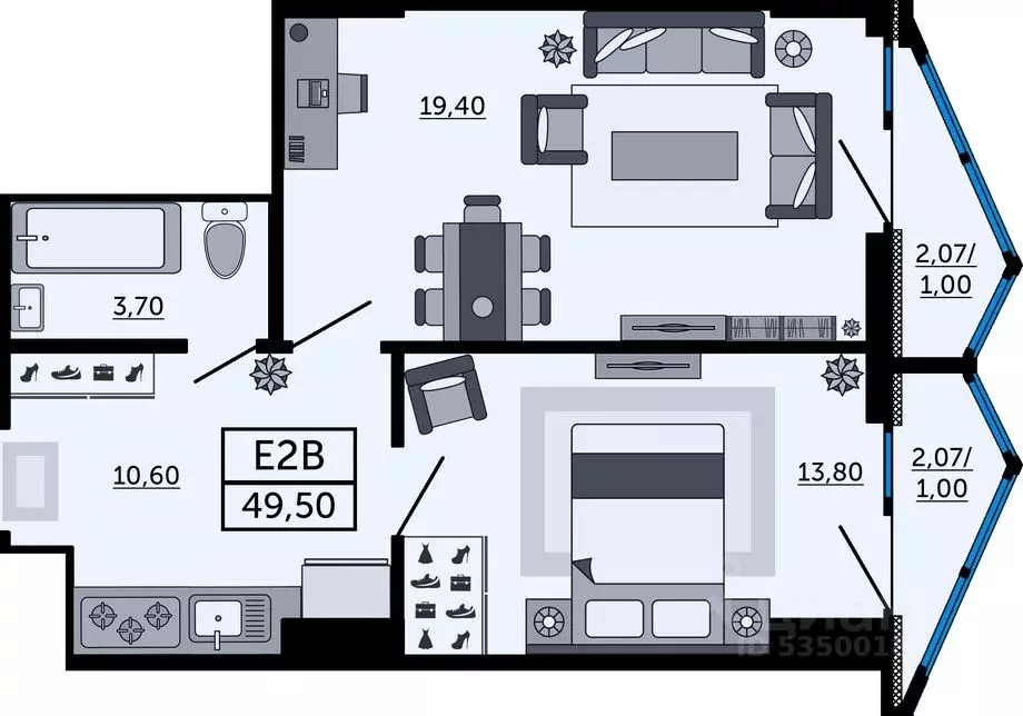 2-к кв. Ростовская область, Ростов-на-Дону Северный мкр, просп. ... - Фото 1