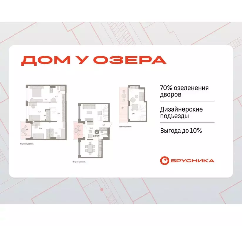 4-комнатная квартира: Тюмень, ЖК Дом у Озера (140.66 м) - Фото 0