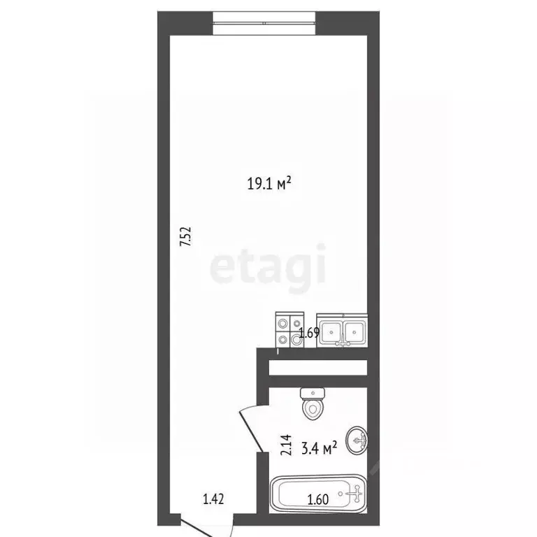 Студия Ростовская область, Ростов-на-Дону Береговая ул., 73с1 (30.0 м) - Фото 2