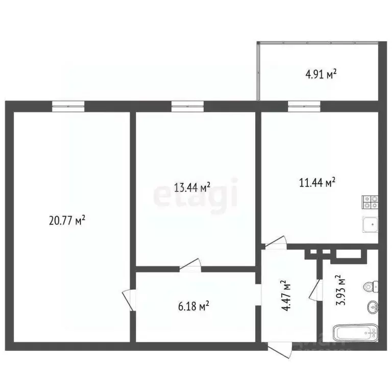 2-к кв. Воронежская область, Новоусманский район, пос. Отрадное ул. ... - Фото 2