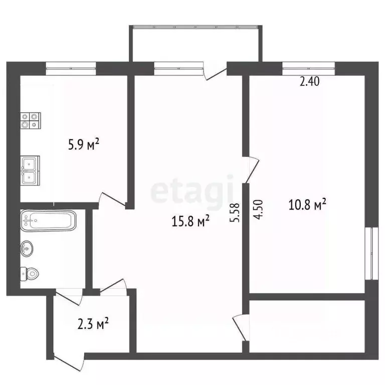 2-к кв. Вологодская область, Вологда ул. Тендрякова, 2 (42.0 м) - Фото 2